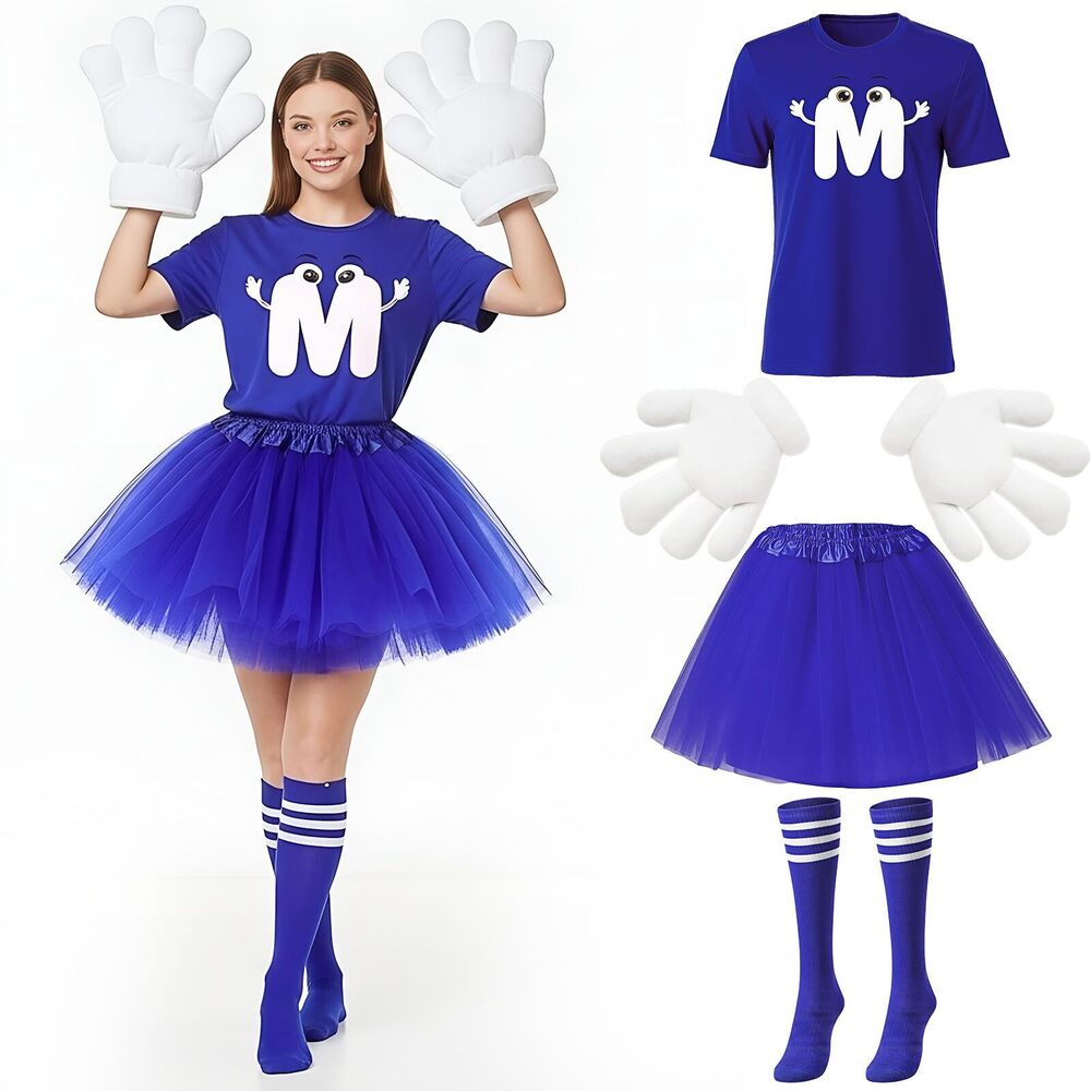 8761 6 Pcs Letter M Halloween Costumes Set Include T-shirt Tutu